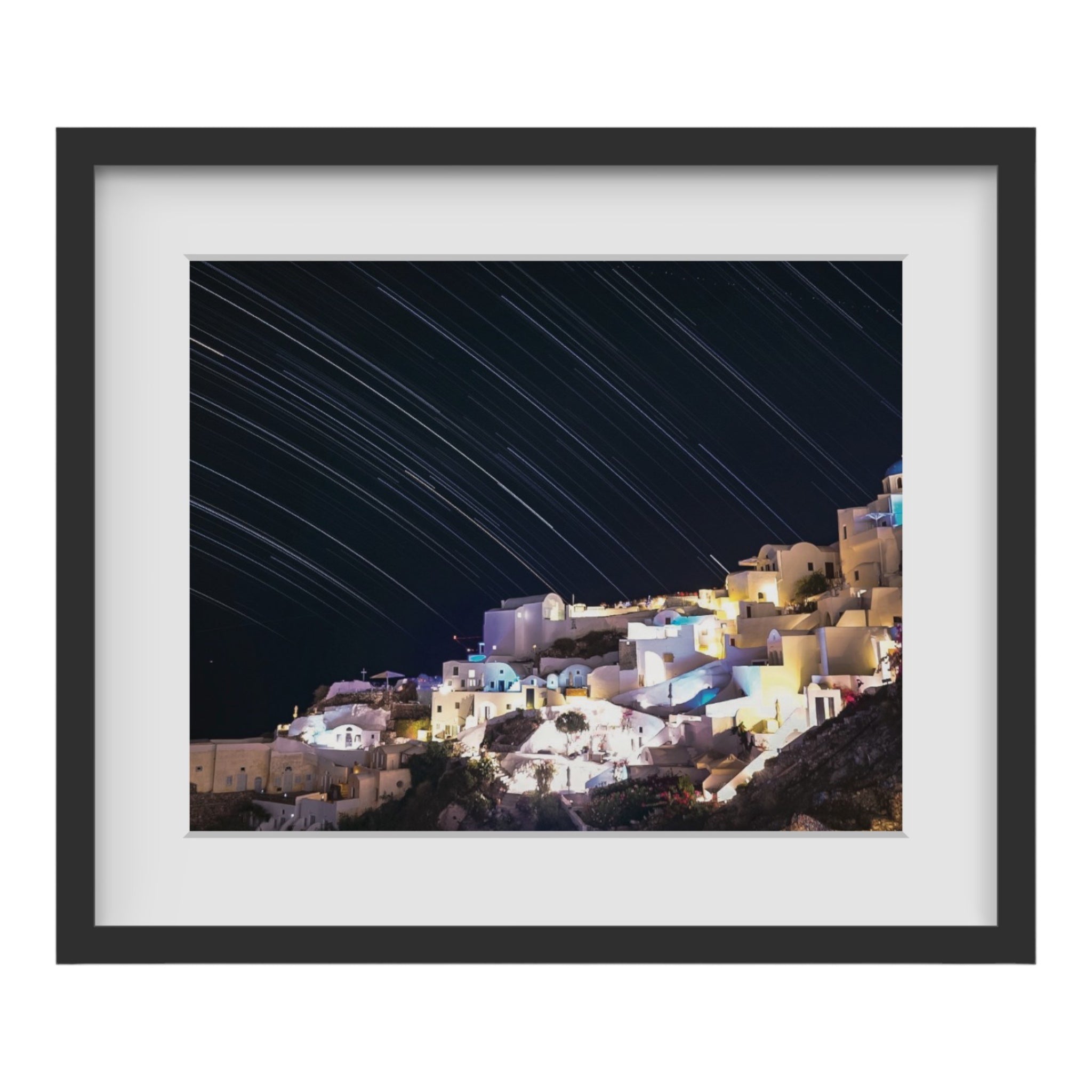 This professional photography for sale is of Santorini and the night sky taken by award-winning photographer Paul Scott.  