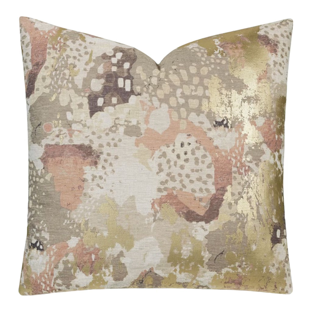 Blush, beige, and gold Chalamet Metallic Decorative Pillow 